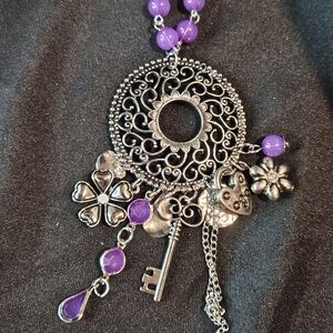 Paparazzi Silver and Purple Key Charm Necklace